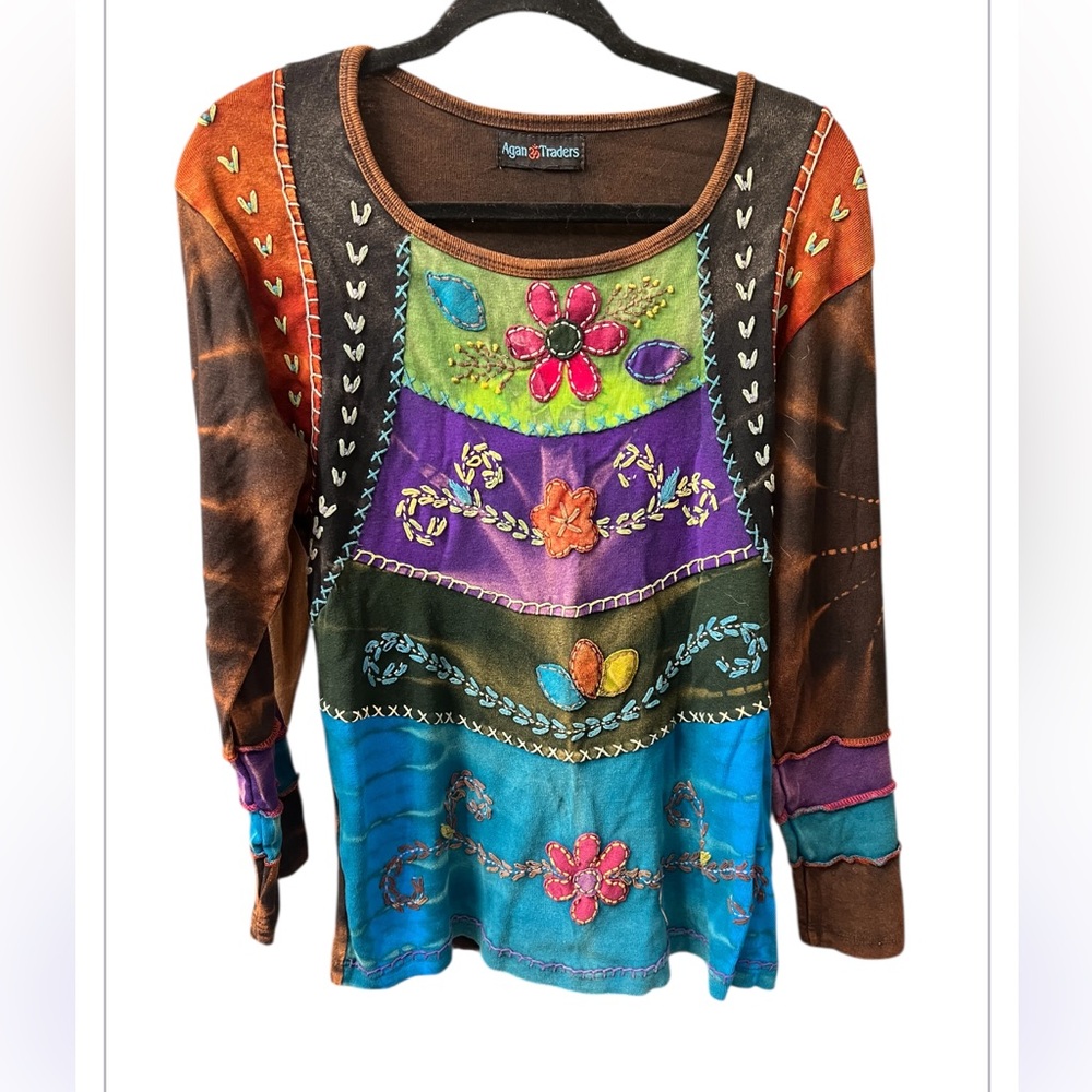 Agan Traders Boho Patchwork Embroidered Floral To… - image 6